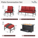 7-Seater Patio Metal Wave Sofa Sets with Fire Pit Table