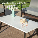 Phi Villa 7-Seater Outdoor Steel & Rattan Dark Color Sofa Set With Coffee Table