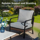 Phi Villa 7-Seater Outdoor Steel & Rattan Dark Color Sofa Set With Coffee Table