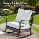 Phi Villa 5-Seater Outdoor Steel & Rattan Dark Color Sofa Set With Coffee Table