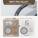 Phi Villa 7-Seater Outdoor Steel & Rattan Dark Color Sofa Set With Coffee Table