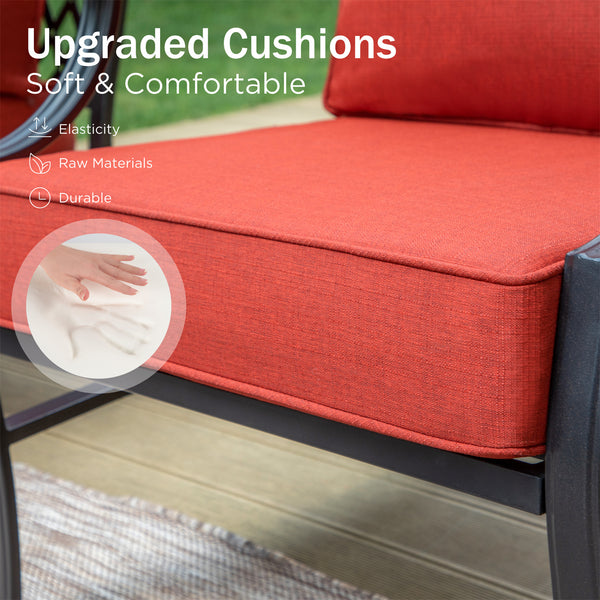 9-Seater Outdoor Metal Diamond Sofa Sets with Fire Pit Table