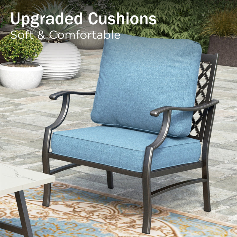 Phi Villa 5-Seater Patio Steel Sofa With Cushions