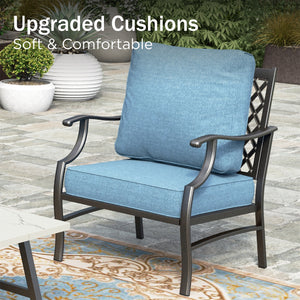 7-Seater Patio Metal Diamond Sofa with Ottomans