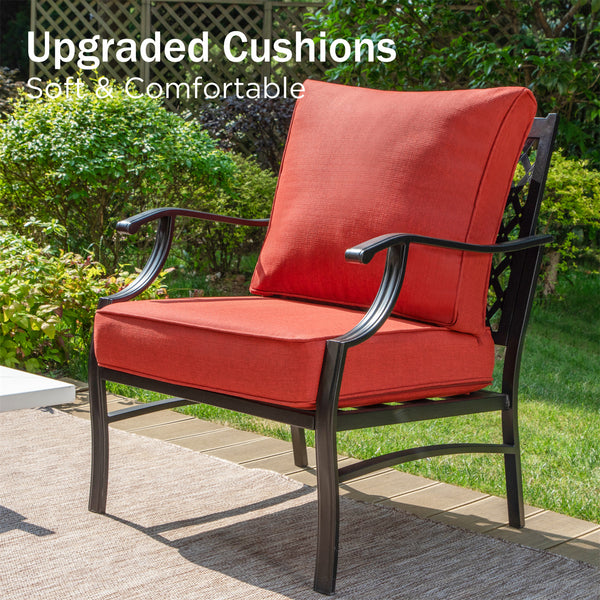 7-Seater Patio Metal Diamond Sofa Set with  Fire Pit Table
