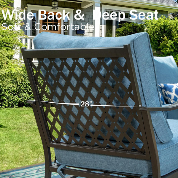 7-Seater Patio Metal Diamond Sofa with Ottomans