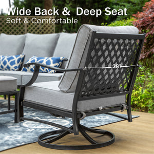 5-Seater Outdoor Metal Diamond Sofa Set with Fire Pit Table