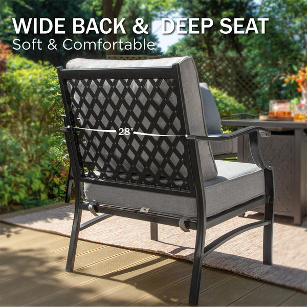5-Seater Outdoor Metal Diamond Sofa Set with Fire Pit Table