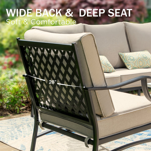 5-Seater Patio Metal Diamond Sofa Set with Coffee Table