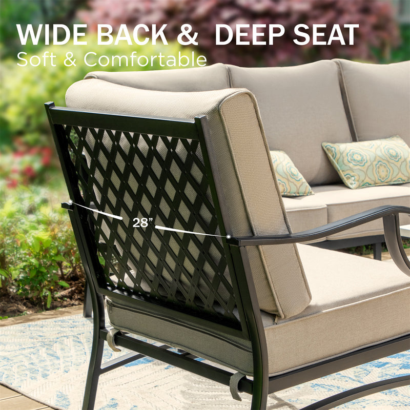 Phi Villa 5-Seater Patio Steel Sofa With Cushions