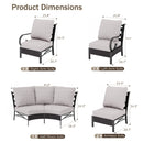 Curved Outdoor Sectional Sofa in Elegant Vines Design