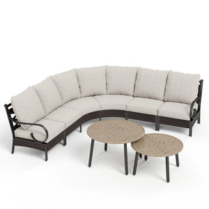 Curved Outdoor Sectional Sofa in Elegant Vines Design
