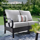 Curved Outdoor Sectional Sofa in Elegant Vines Design