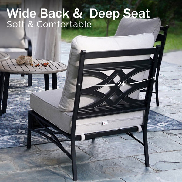 Curved Outdoor Sectional Sofa in Elegant Vines Design