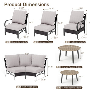 Curved Outdoor Sectional Sofa in Elegant Vines Design