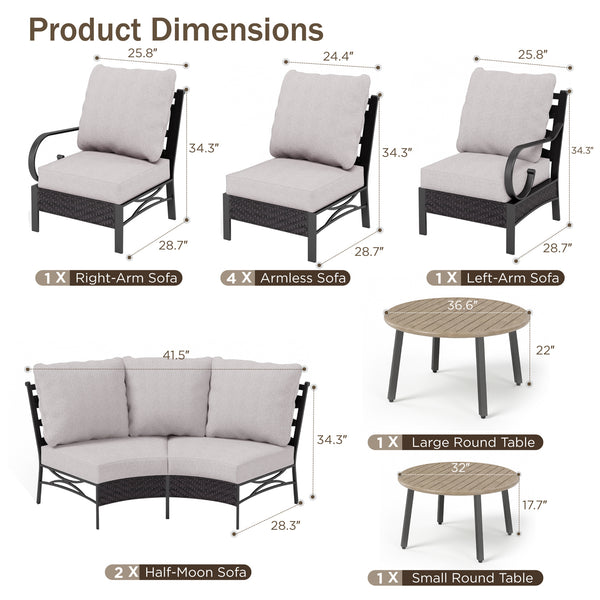 Curved Outdoor Sectional Sofa in Elegant Vines Design