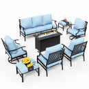 Outdoor Metal Diamond Sofa Set with Fire Pit Table for Sale