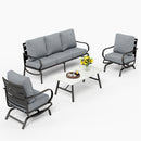 Phi Villa 5-Seater Patio Steel Sofa Set With Cushions & Coffee Table