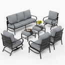 Phi Villa 9-Seater Patio Steel Sofa With Cushions And Multi-functional Ottomans