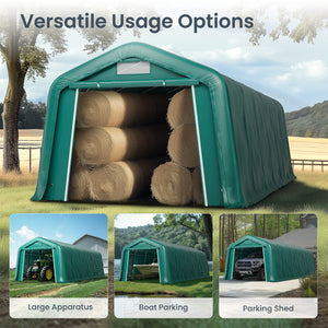 storage tent for camping PHI VILLA Outdoor Storage Shed 11x32ft Portable Carport Multi-Function Shelter for Vehicles, Farm, and Agricultural Use