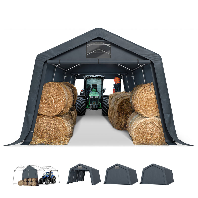 PHI VILLA Outdoor Portable Storage Carport for Motorcycle, Firewood, Garden Tools
