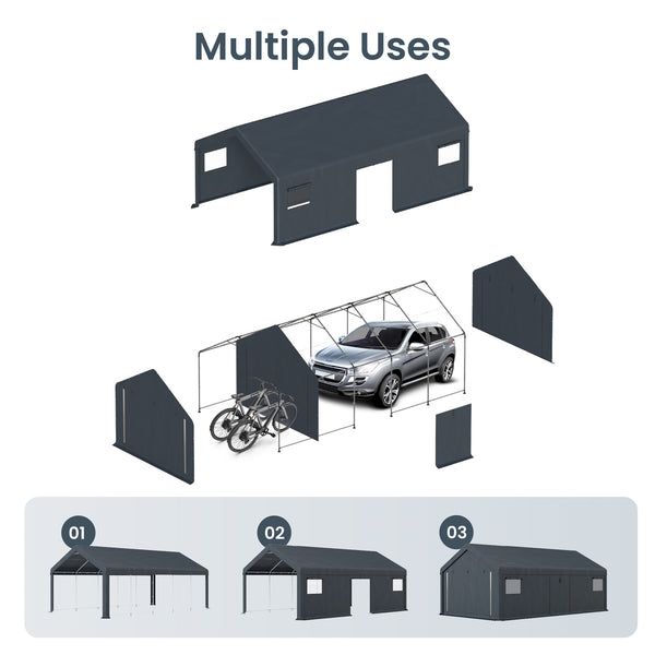 Multi-Sized PE Carport and Storage Tent