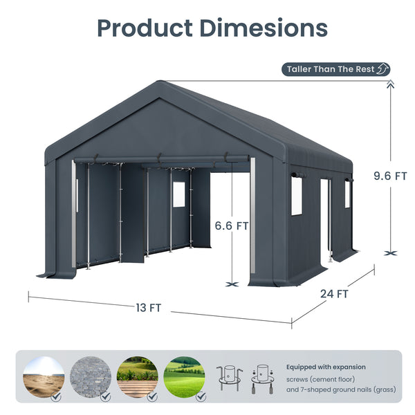 Multi-Sized PE Carport and Storage Tent