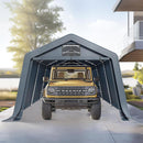 PHI VILLA Outdoor Storage Shed with Roll-up Ventilated Door, Portable Storage Tent Carport for Motorcycle, Firewood, Garden Tools