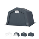 PHI VILLA Outdoor Storage Shed with Roll-up Ventilated Door, Portable Storage Tent Carport for Motorcycle, Firewood, Garden Tools