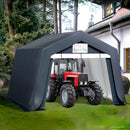 PHI VILLA Outdoor Storage Shed with Roll-up Ventilated Door, Portable Storage Tent Carport for Motorcycle, Firewood, Garden Tools