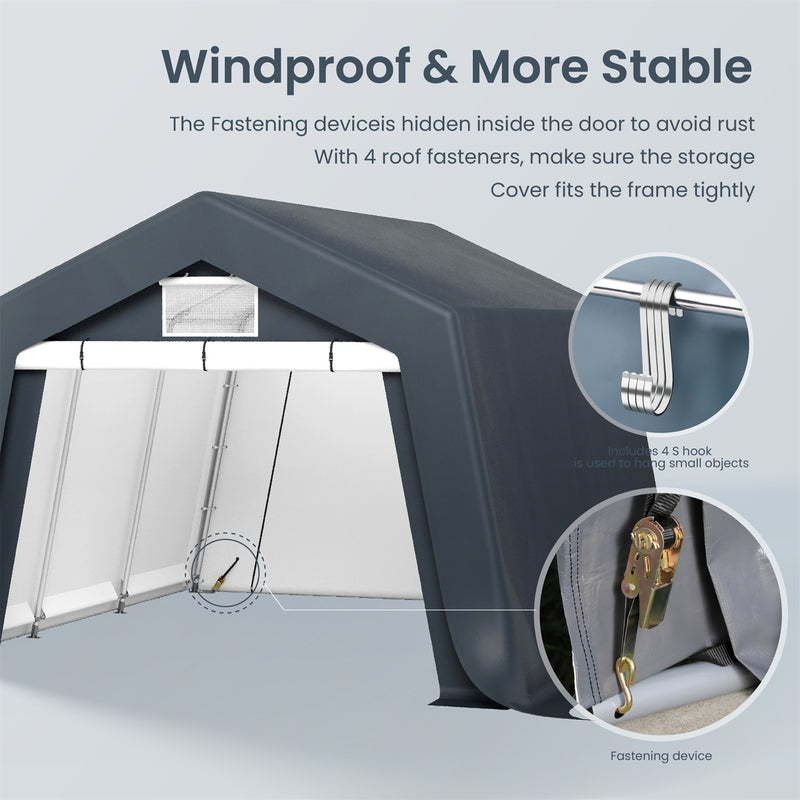 PHI VILLA Outdoor Portable Storage Carport for Motorcycle, Firewood, Garden Tools