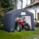 PHI VILLA Outdoor Storage Shed with Roll-up Ventilated Door, Portable Storage Tent Carport for Motorcycle, Firewood, Garden Tools