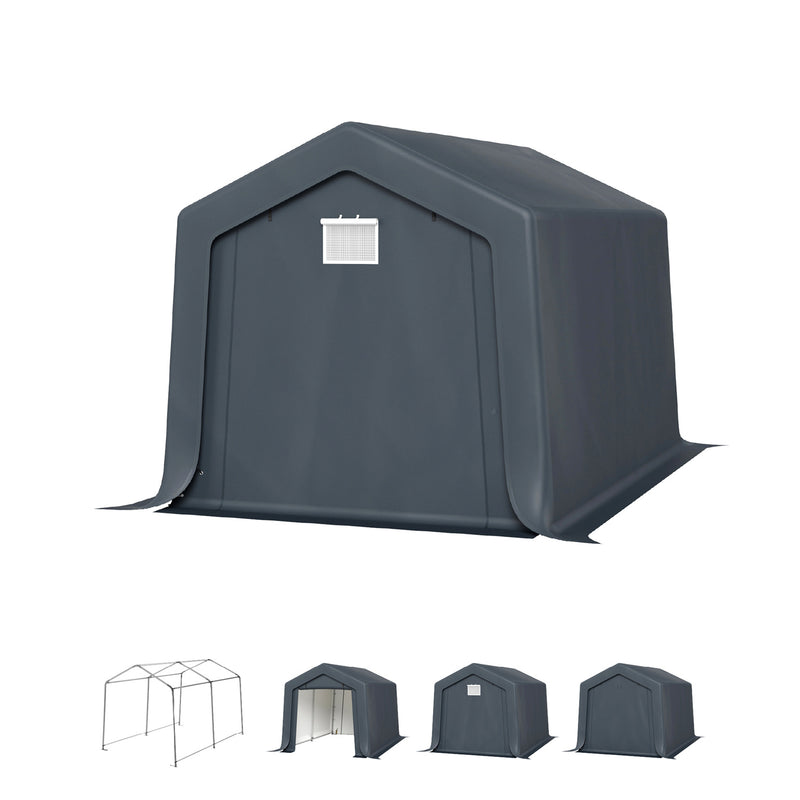 PHI VILLA Outdoor Portable Storage Carport for Motorcycle, Firewood, Garden Tools