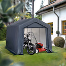 PHI VILLA Outdoor Storage Shed with Roll-up Ventilated Door, Portable Storage Tent Carport for Motorcycle, Firewood, Garden Tools