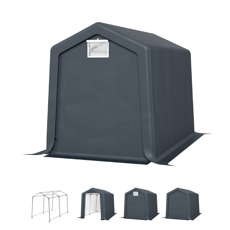 PHI VILLA Outdoor Portable Storage Carport for Motorcycle, Firewood, Garden Tools
