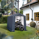 PHI VILLA Outdoor Storage Shed with Roll-up Ventilated Door, Portable Storage Tent Carport for Motorcycle, Firewood, Garden Tools