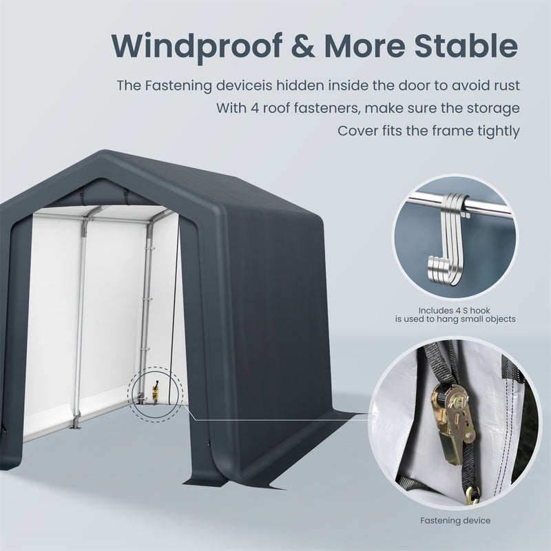 PHI VILLA Outdoor Portable Storage Carport for Motorcycle, Firewood, Garden Tools