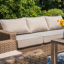 Luxury Patio Rattan Swivel Sofa Set with Wood Table