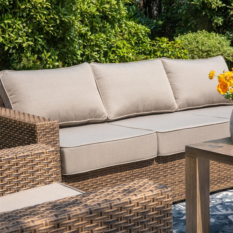 Phi Villa Luxury Patio Rattan Swivel Conversation Sofa Set