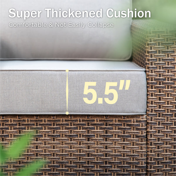 Luxury Patio Wicker King Swivel Sofa Set with Wood Table