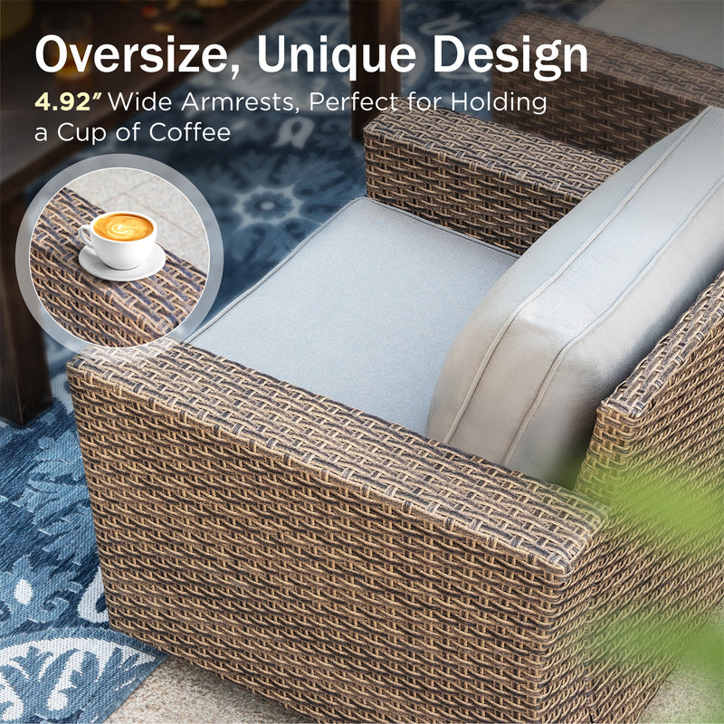 Phi Villa Luxury Patio Rattan Swivel Conversation Sofa Set