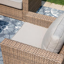 Luxury Patio Rattan Swivel Sofa Set with Wood Table