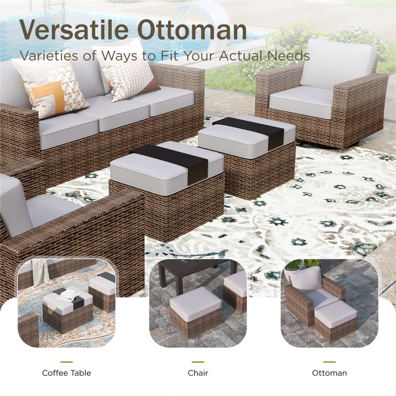 Phi Villa Luxury Patio Rattan Swivel Conversation Sofa Set