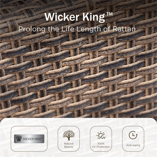 Luxury Patio Wicker King Swivel Sofa Set with Wood Table