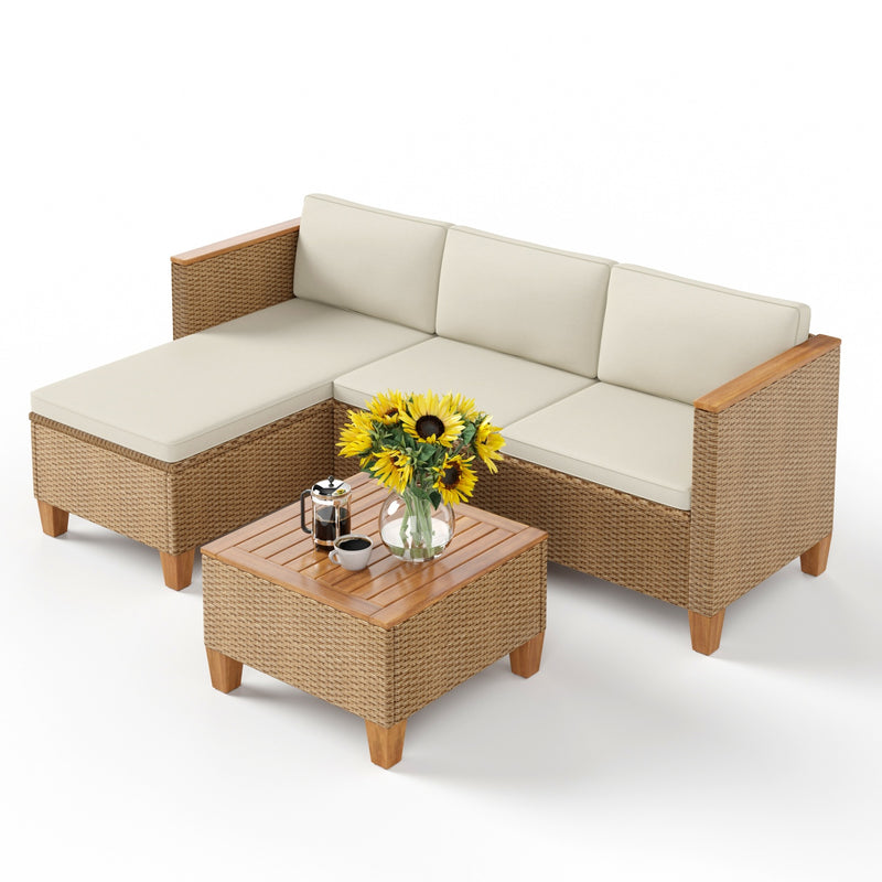 Phi Villa Patio 3-Piece All Weather Wicker Sofa