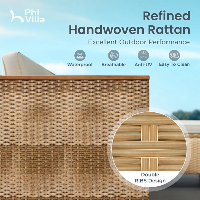 Phi Villa Patio 3-Piece All Weather Wicker Sofa