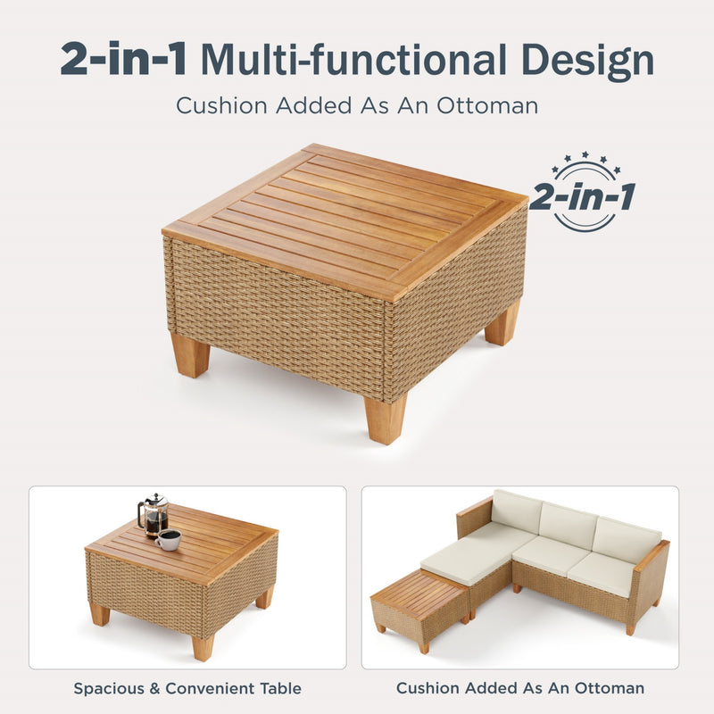 Phi Villa Patio 3-Piece All Weather Wicker Sofa