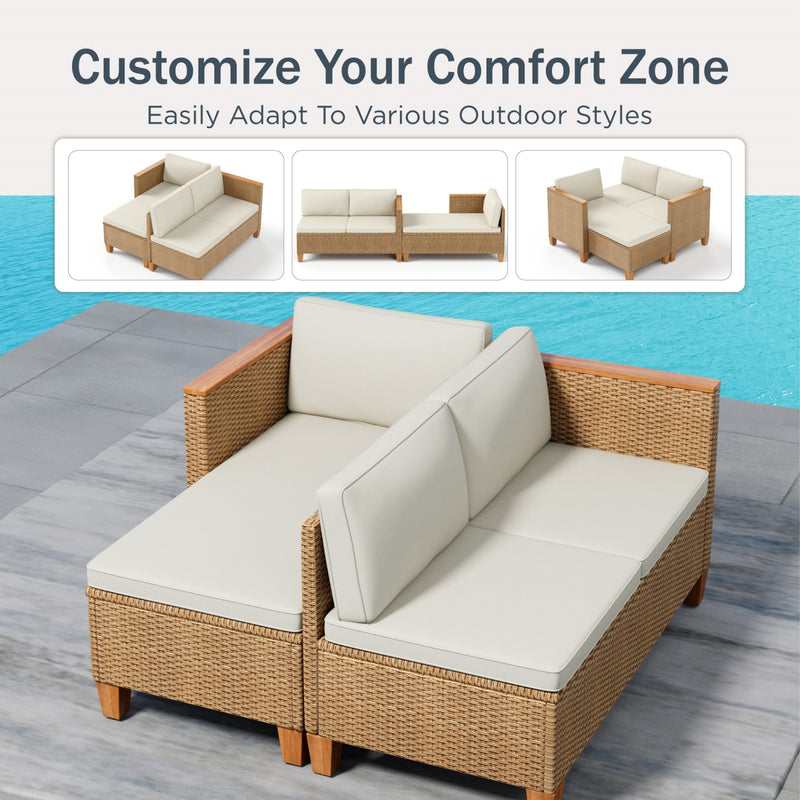 Phi Villa Patio 3-Piece All Weather Wicker Sofa