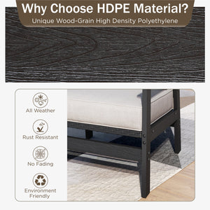 5-Seater Eco-Friendly HDPE Rattan and Wood-Grain Tranquil Garden Sofa Set