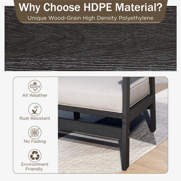 5-Seater Eco-Friendly HDPE Rattan and Wood-Grain Tranquil Garden Sofa Set